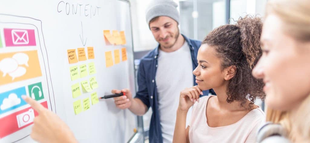 Designers drawing website ux app development